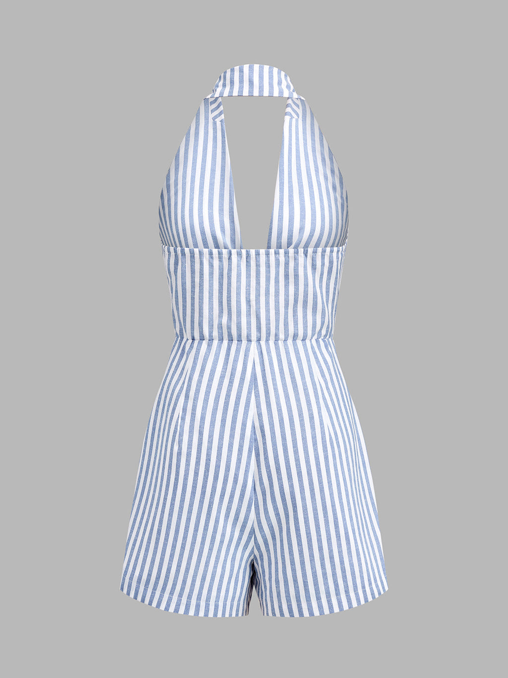 Halter Tie Front Striped Romper