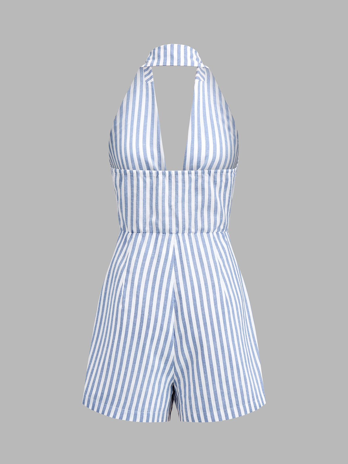 Halter Tie Front Striped Romper