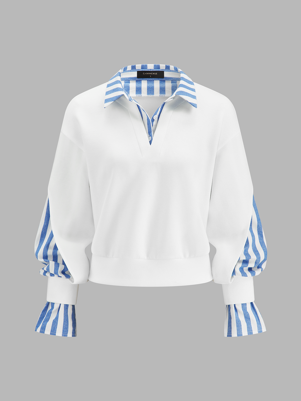 Fake Two Piece Striped Patchwork Sweatshirt