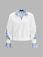 Fake Two Piece Striped Patchwork Sweatshirt