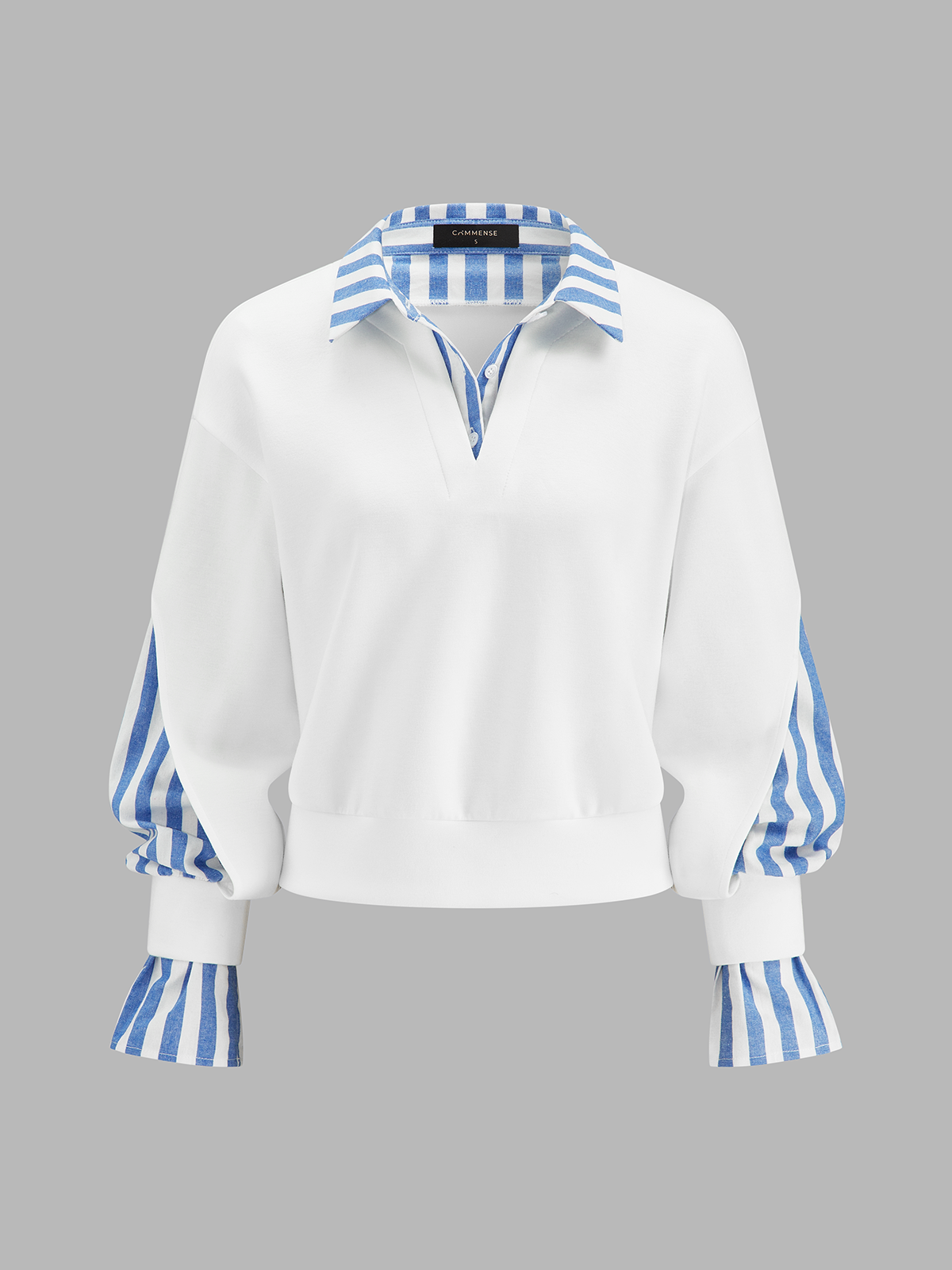 Fake Two Piece Striped Patchwork Sweatshirt