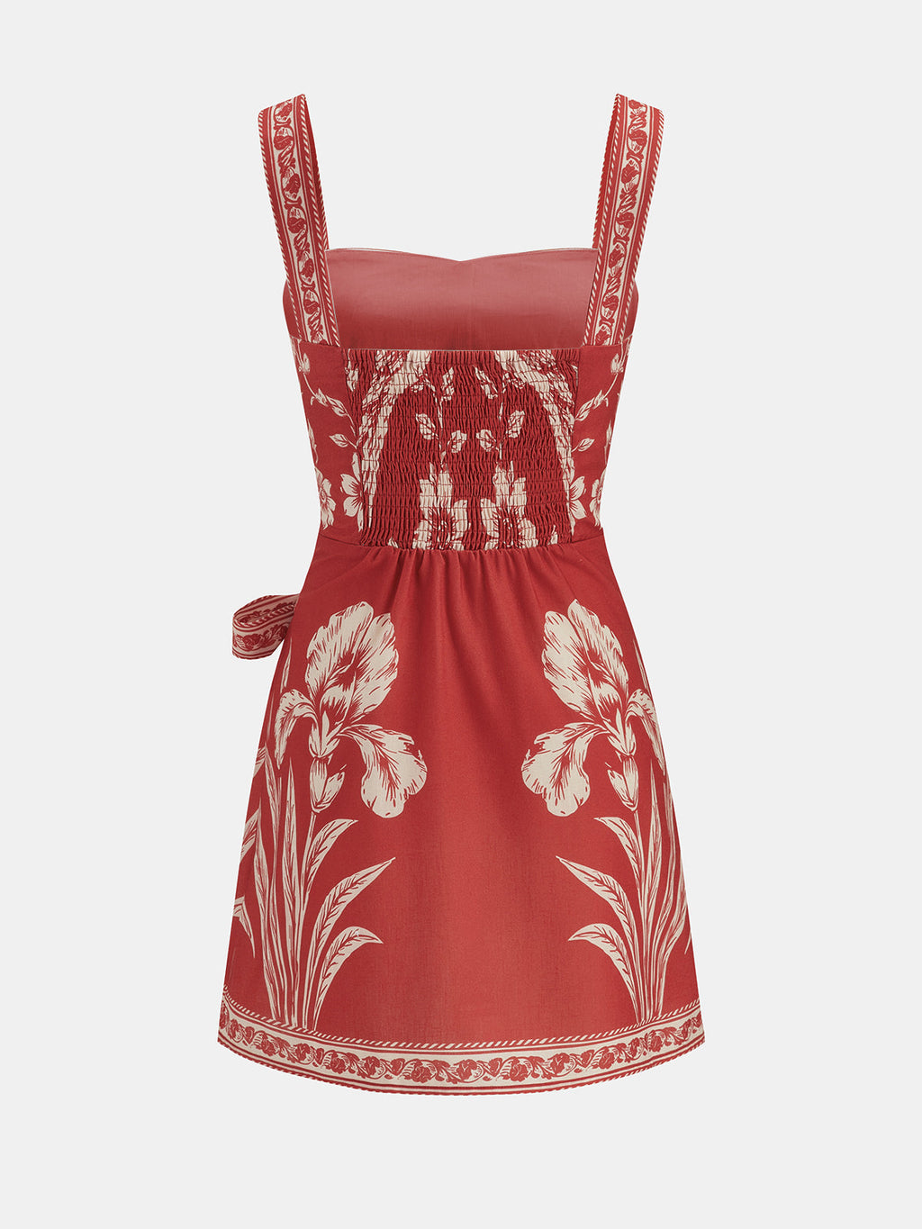Floral Bird Print Wrap Tie Mini Dress