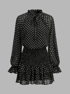 Polka Dot Ruffled Two Piece Skirt Set