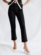 Stretchy Mid Waist Flared Capri Pants