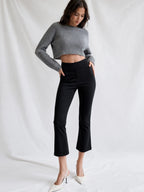 Stretchy Mid Waist Flared Capri Pants