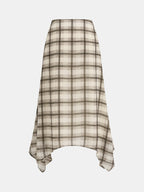 Cross Neck Tank Top & Irregular Plaid Skirt Set