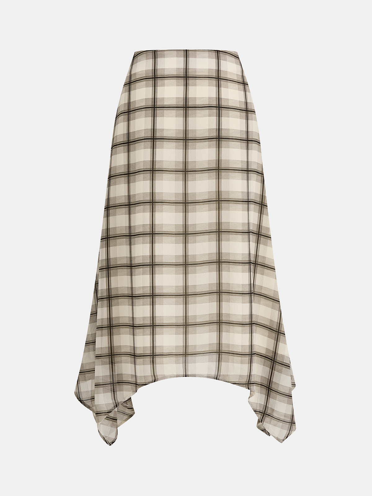 Cross Neck Tank Top & Irregular Plaid Skirt Set