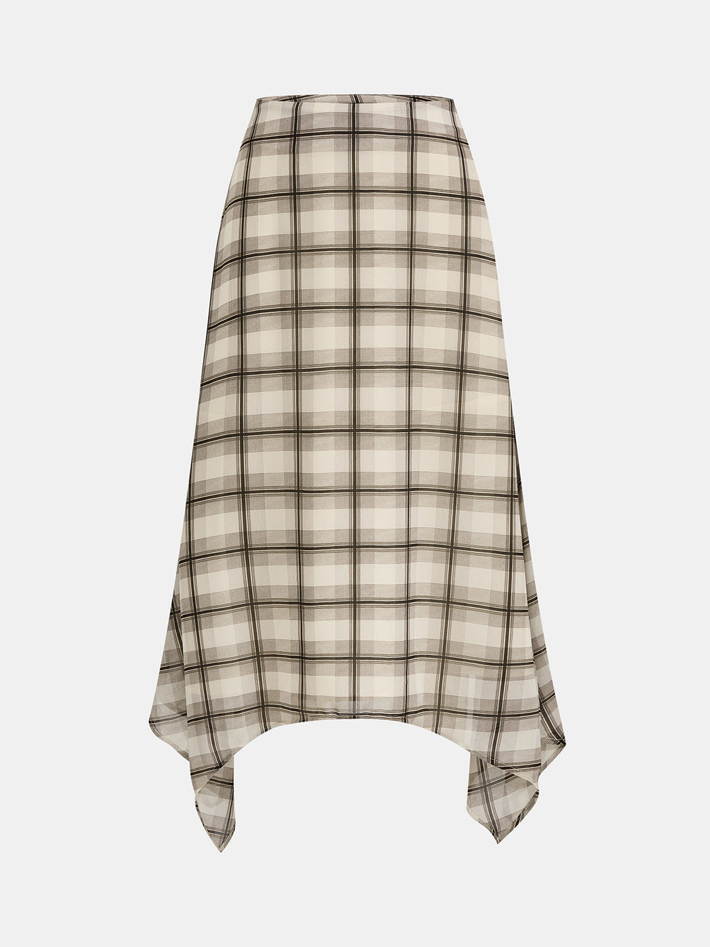 Cross Neck Tank Top & Irregular Plaid Skirt Set