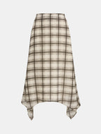 Cross Neck Tank Top & Irregular Plaid Skirt Set