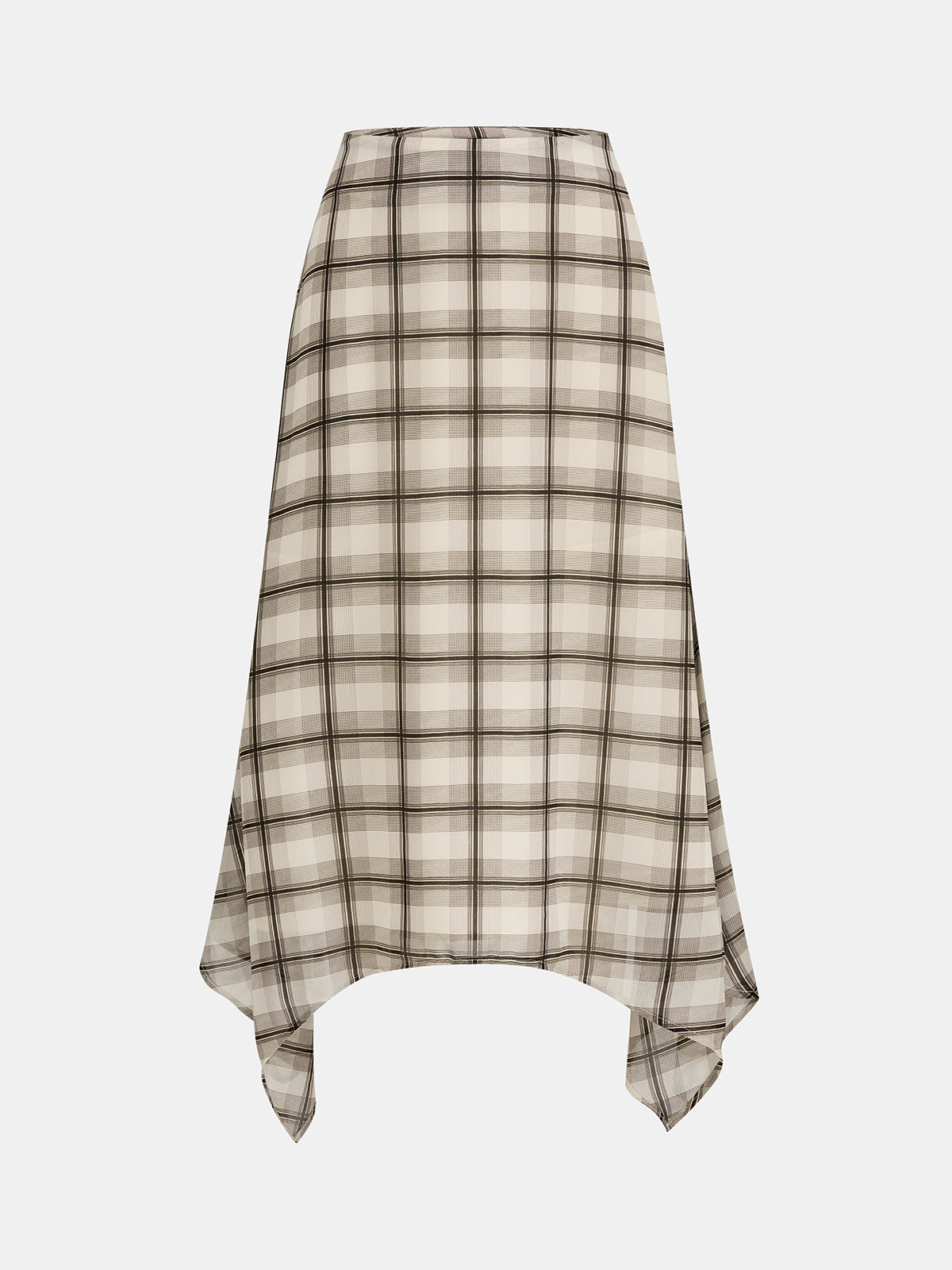 Cross Neck Tank Top & Irregular Plaid Skirt Set