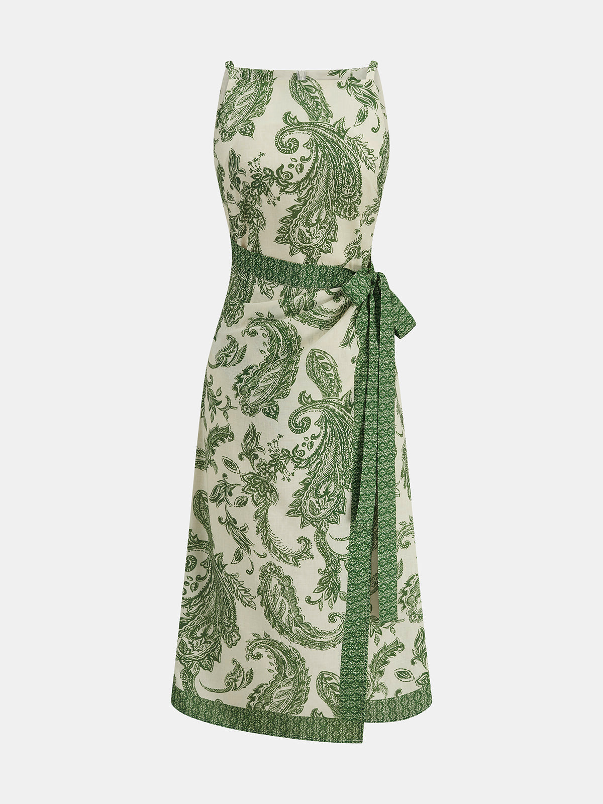 Paisley Wrap Tie Midi Slip Dress