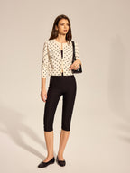 Polka Dot Button-Front Knit Cardigan