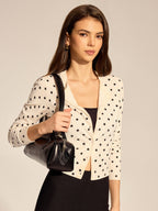 Polka Dot Button-Front Knit Cardigan