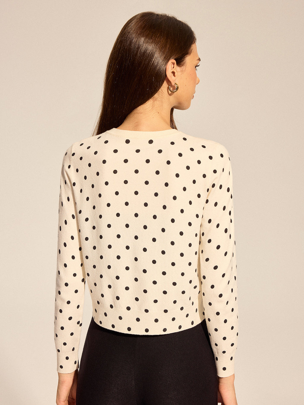 Polka Dot Button-Front Knit Cardigan