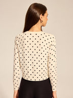 Polka Dot Button-Front Knit Cardigan