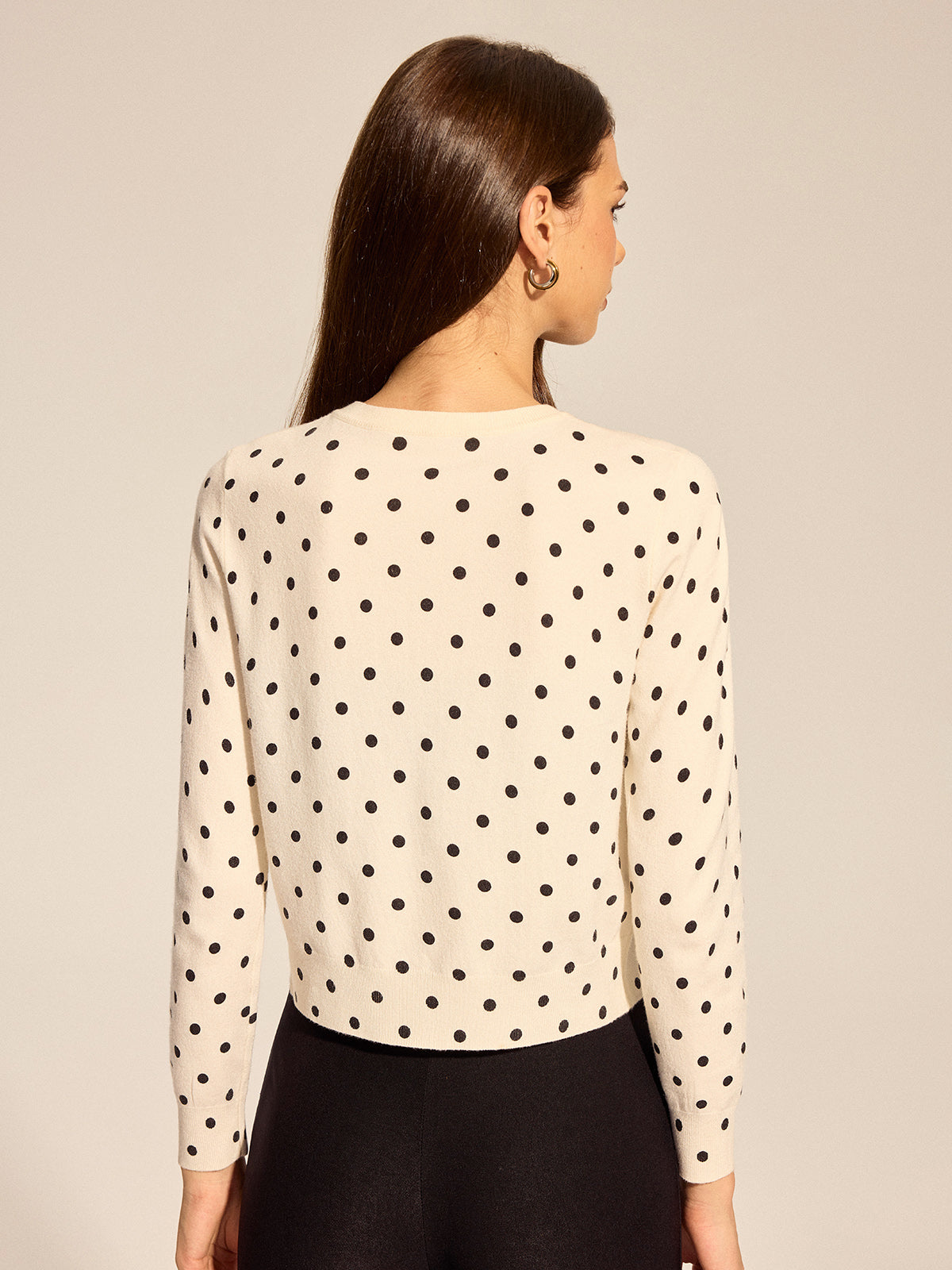Polka Dot Button-Front Knit Cardigan