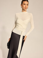 Wrap Knit Long Sleeve Top
