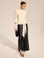 Wrap Knit Long Sleeve Top