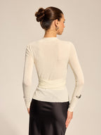 Wrap Knit Long Sleeve Top