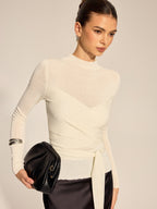 Wrap Knit Long Sleeve Top