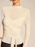 Wrap Knit Long Sleeve Top
