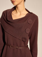 Cowl Neck Belted Knit Tunic