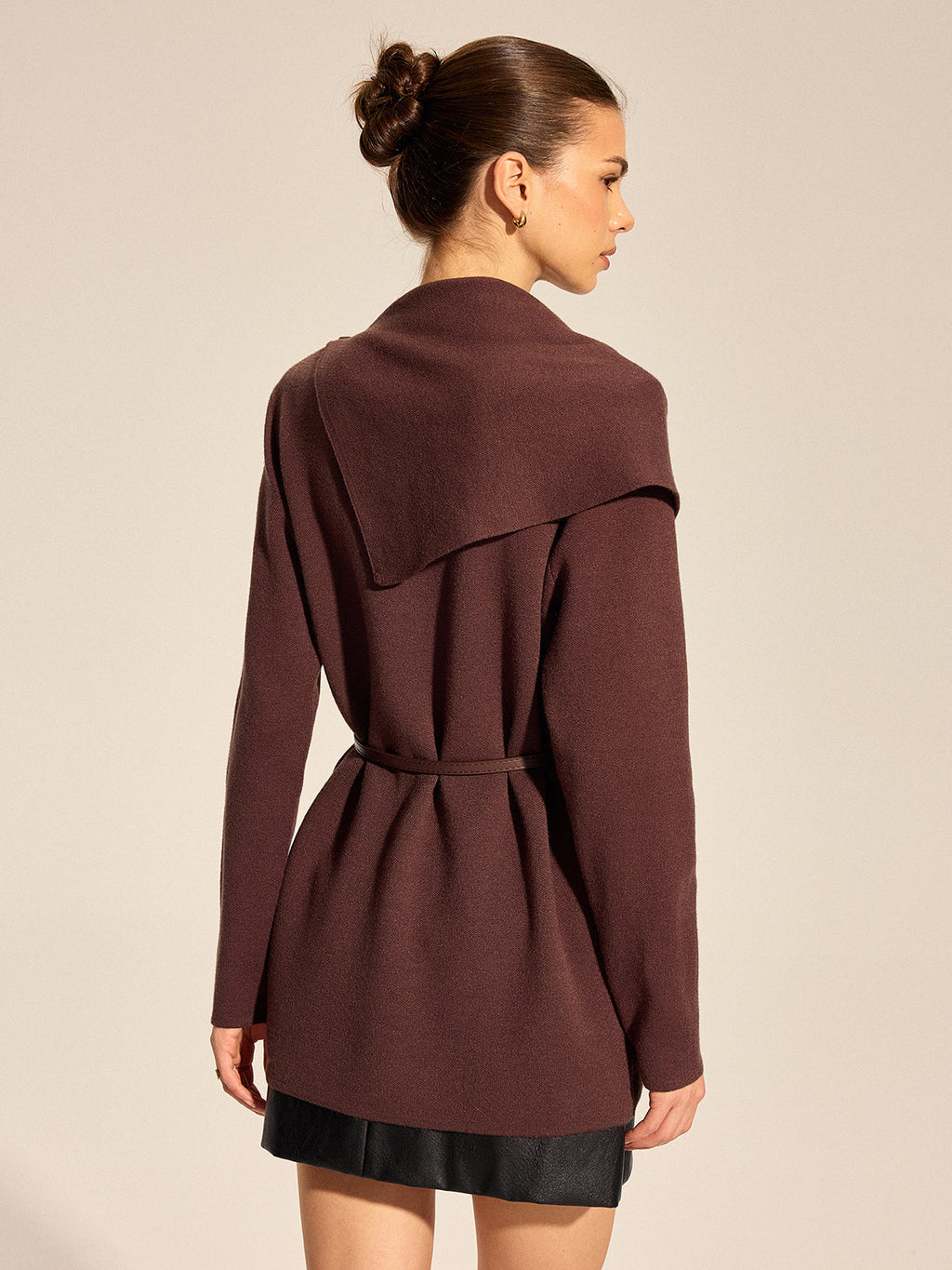 Cowl Neck Belted Knit Tunic