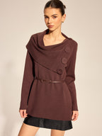 Cowl Neck Belted Knit Tunic