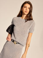 Wool Blend Hollow Two Piece Skirt Set