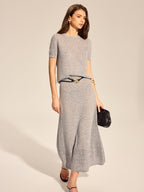 Wool Blend Hollow Two Piece Skirt Set