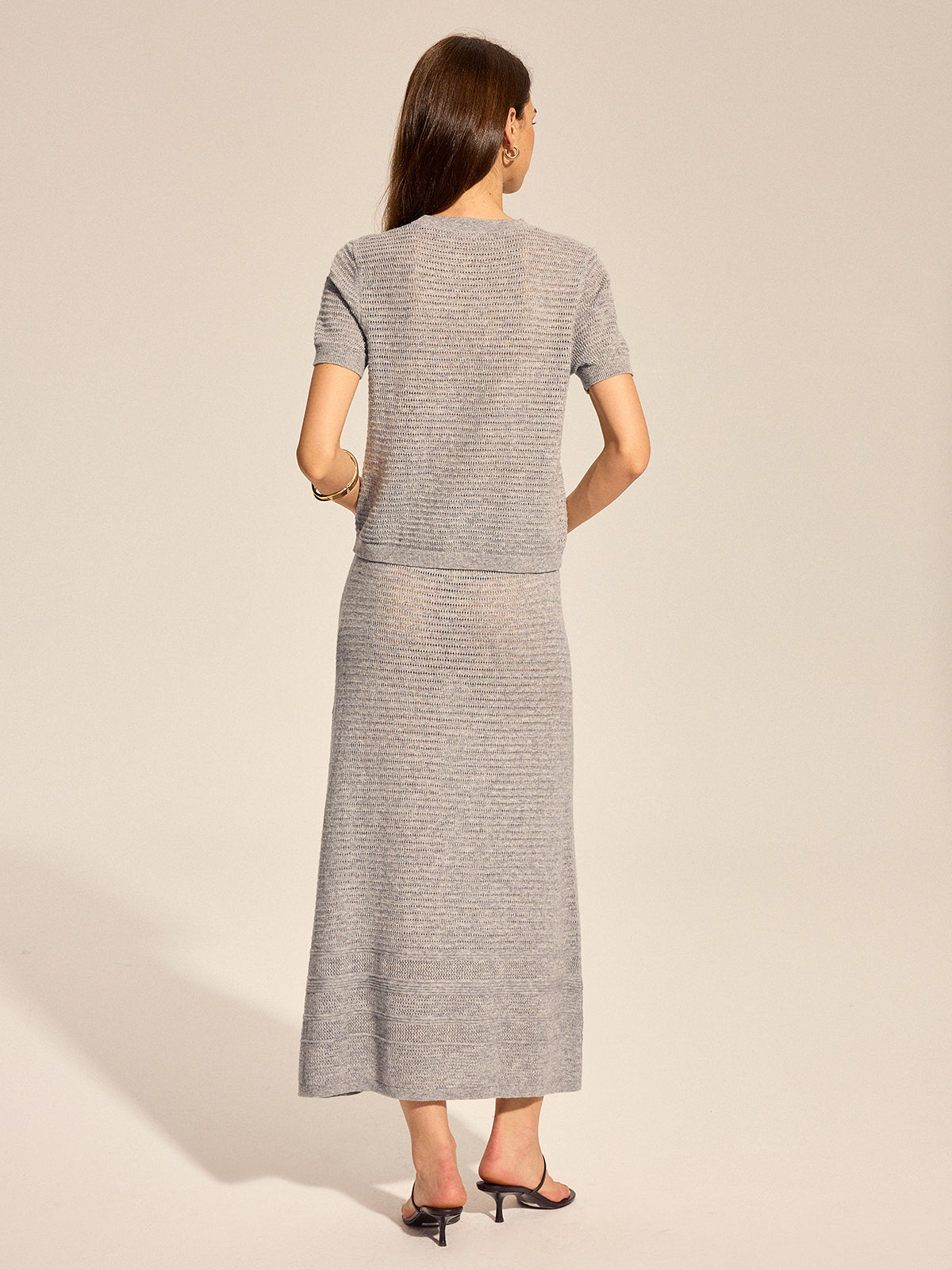 Wool Blend Hollow Two Piece Skirt Set