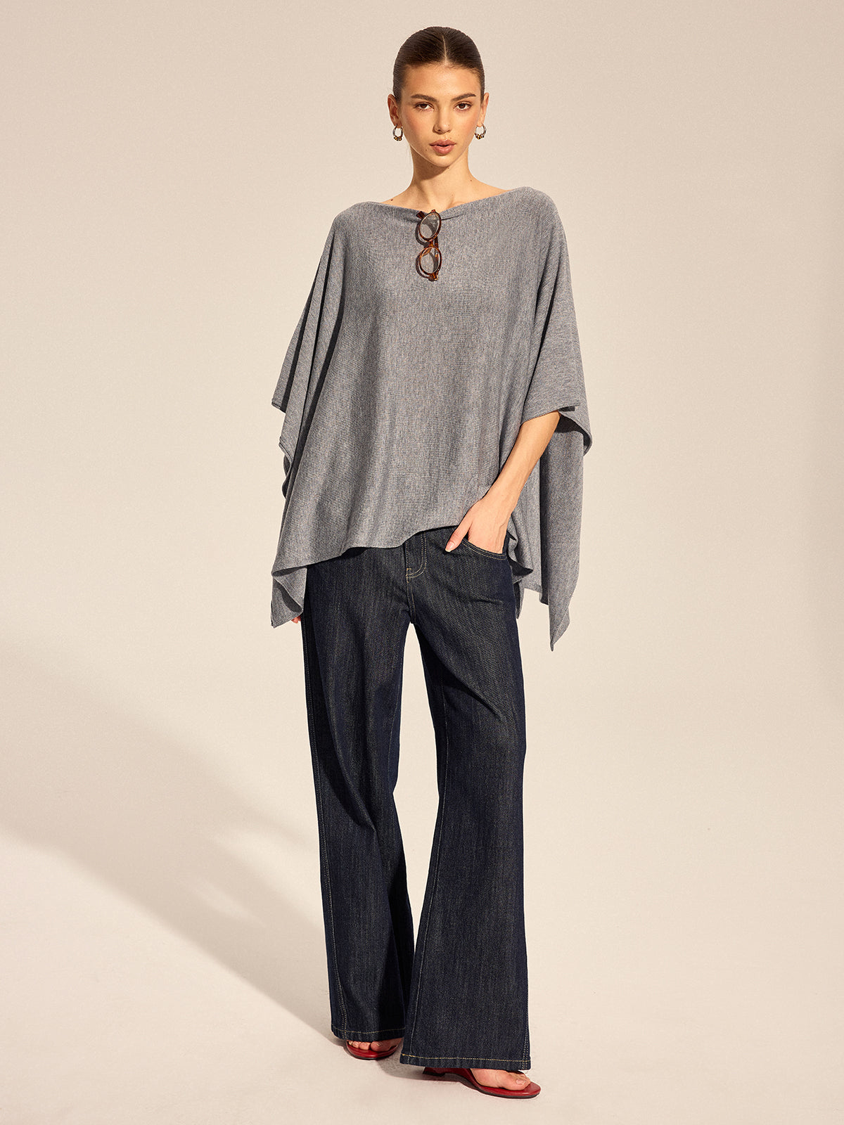 Irregular Cape Style Flowy Knit Top