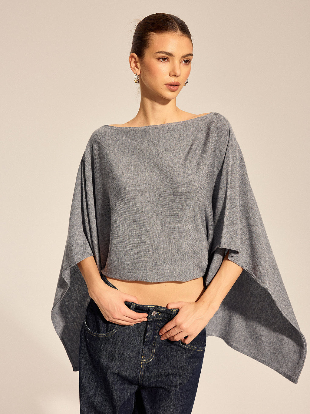 Irregular Cape Style Flowy Knit Top