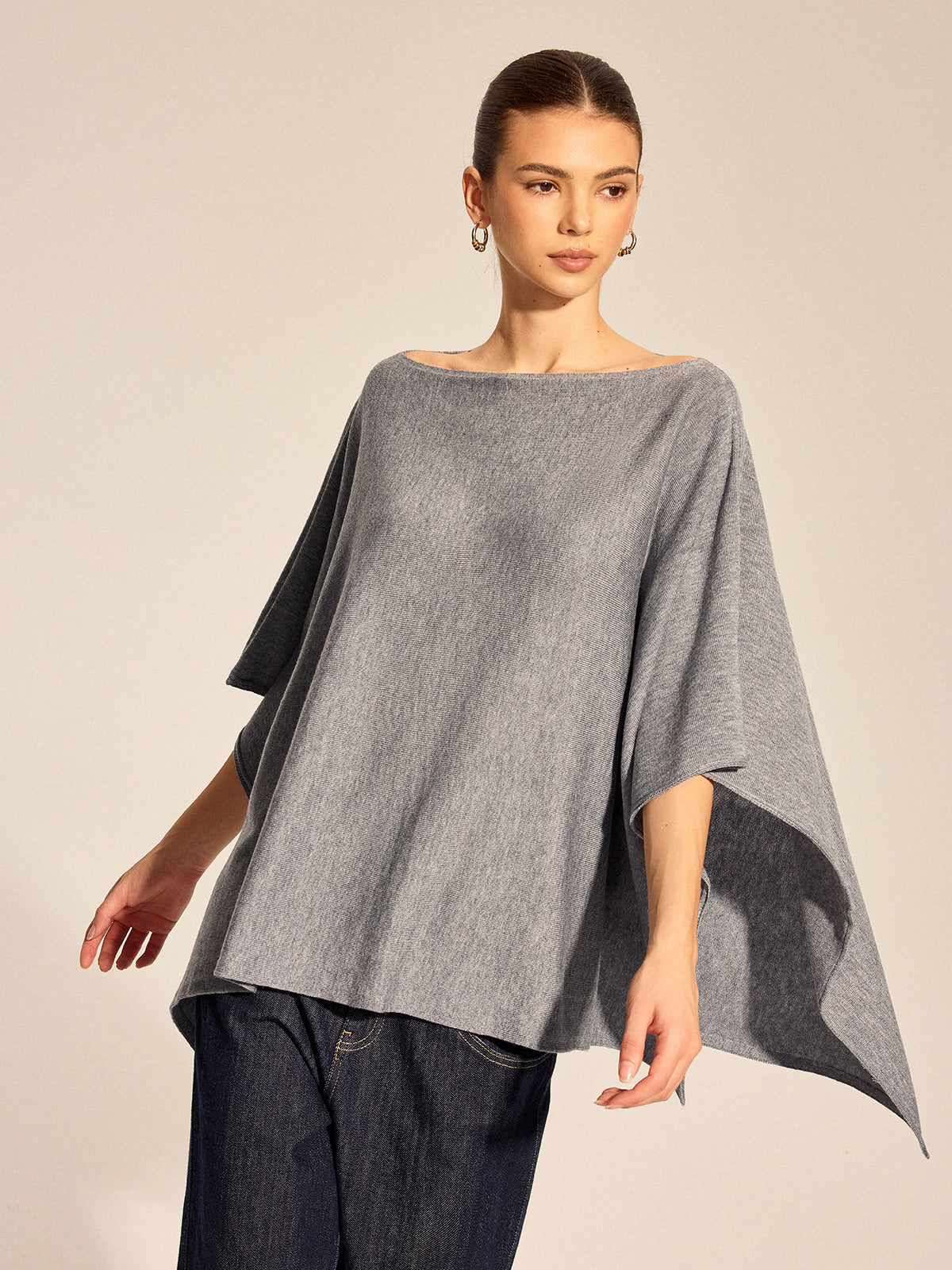 Irregular Cape Style Flowy Knit Top