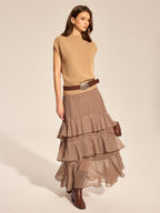 Gingham Tiered Maxi Skirt