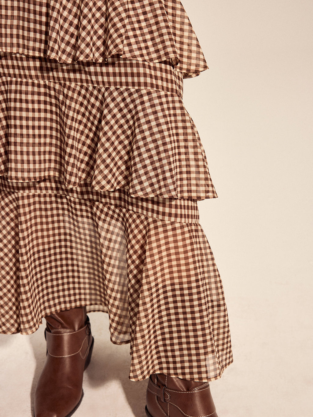 Gingham Tiered Maxi Skirt