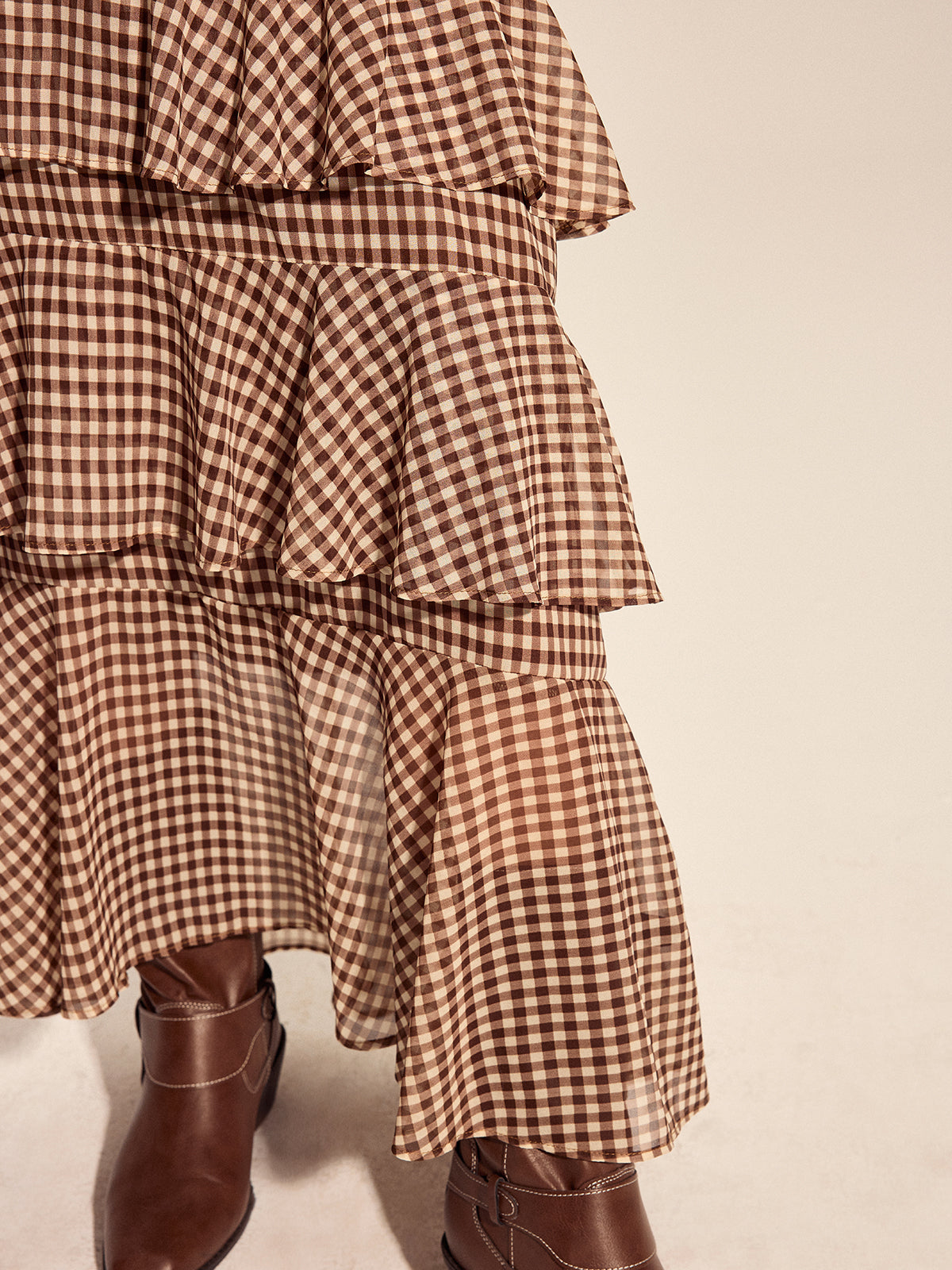 Gingham Tiered Maxi Skirt