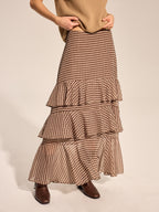 Gingham Tiered Maxi Skirt