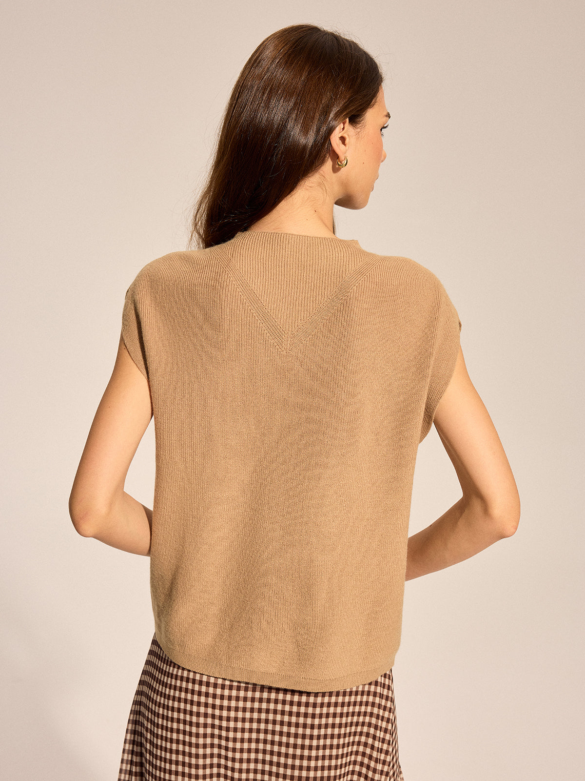 Ribbed Cap Sleeve Knit Top without Belt