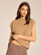 Ribbed Cap Sleeve Knit Top without Belt