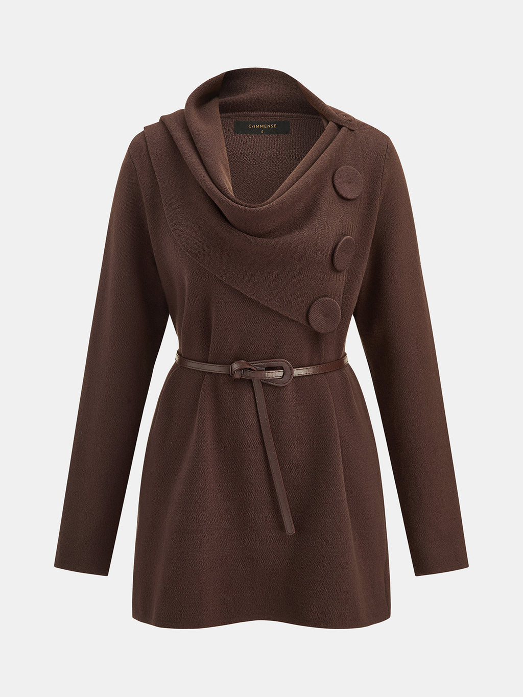 Cowl Neck Belted Knit Tunic