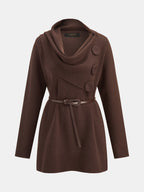 Cowl Neck Belted Knit Tunic