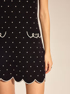 Polka Dot Scalloped Hem Knit Mini Dress
