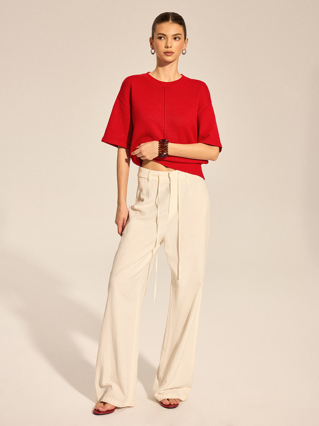 Center Seam Drop Shoulder Knit Top