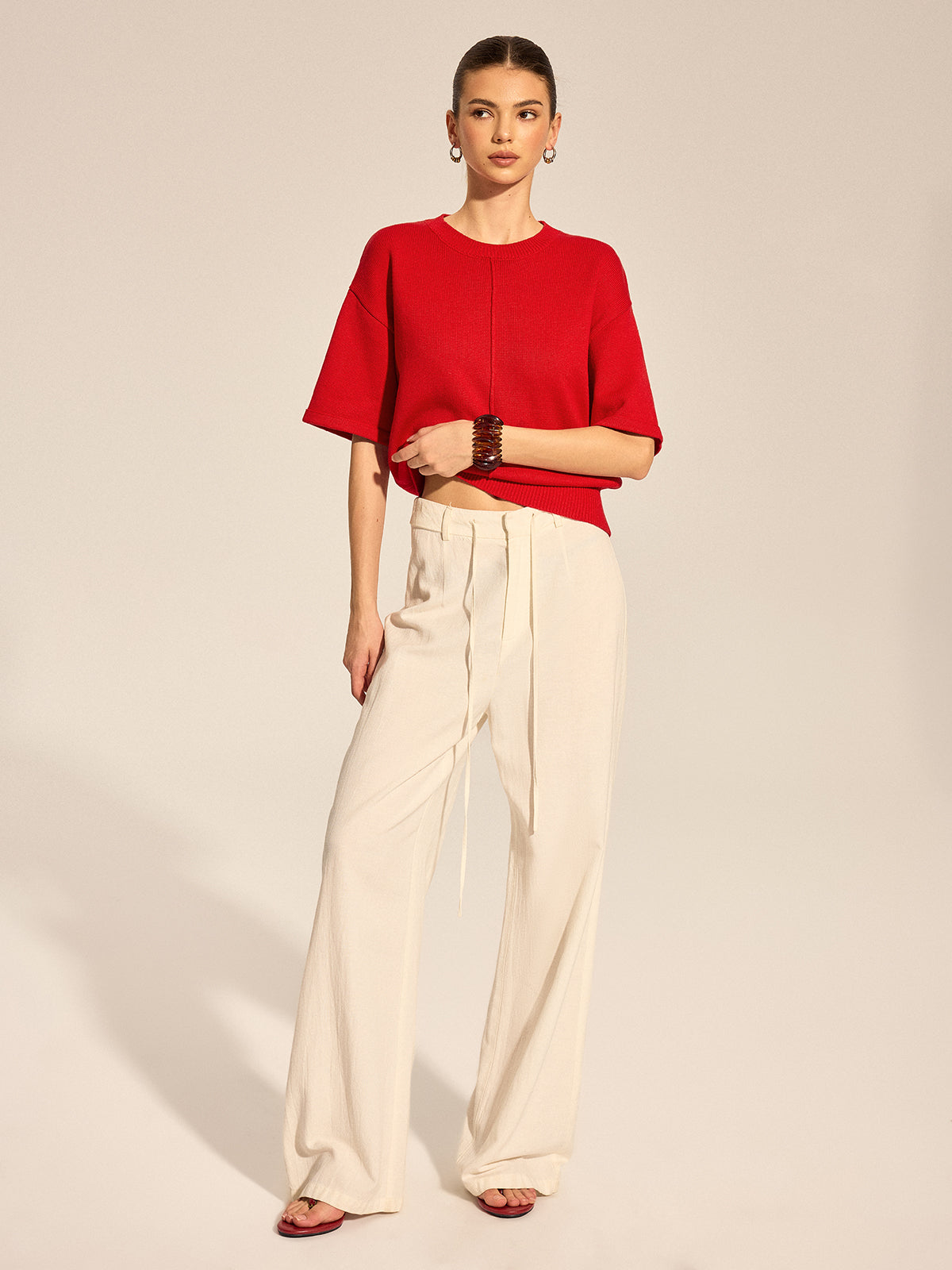 Center Seam Drop Shoulder Knit Top
