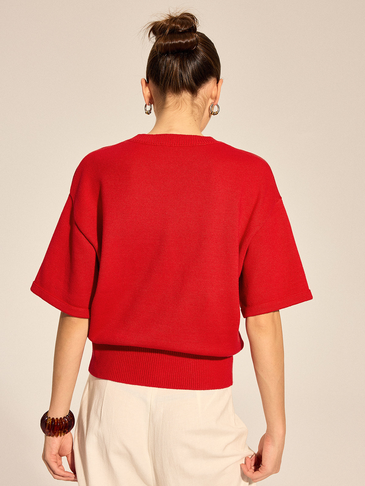 Center Seam Drop Shoulder Knit Top