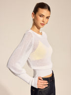 Sheer Puff Sleeve Knit Top
