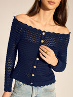 Off Shoulder Hollow Knit Top