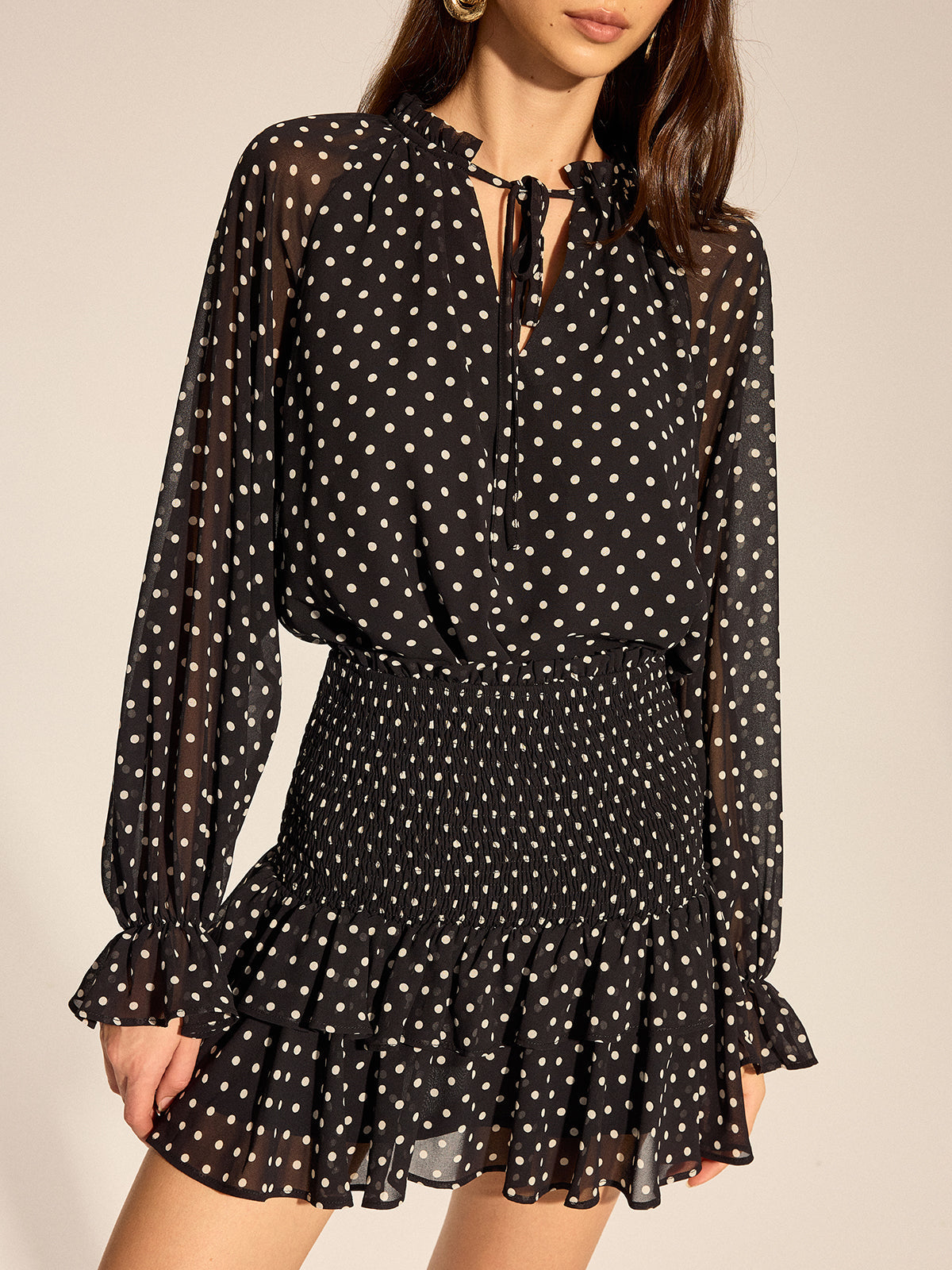 Polka Dot Ruffled Two Piece Skirt Set