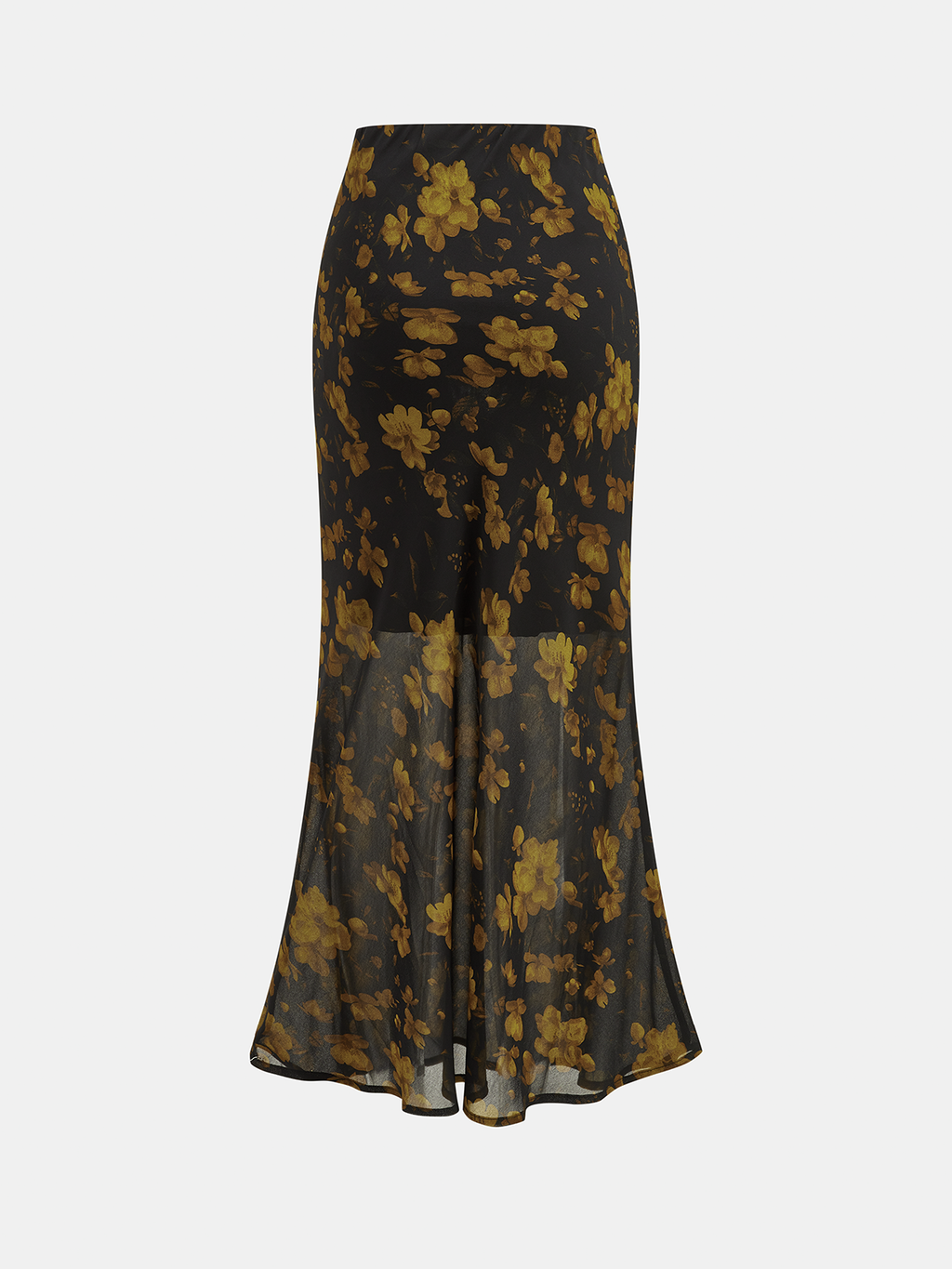 Semi Sheer Flower Mermaid Skirt